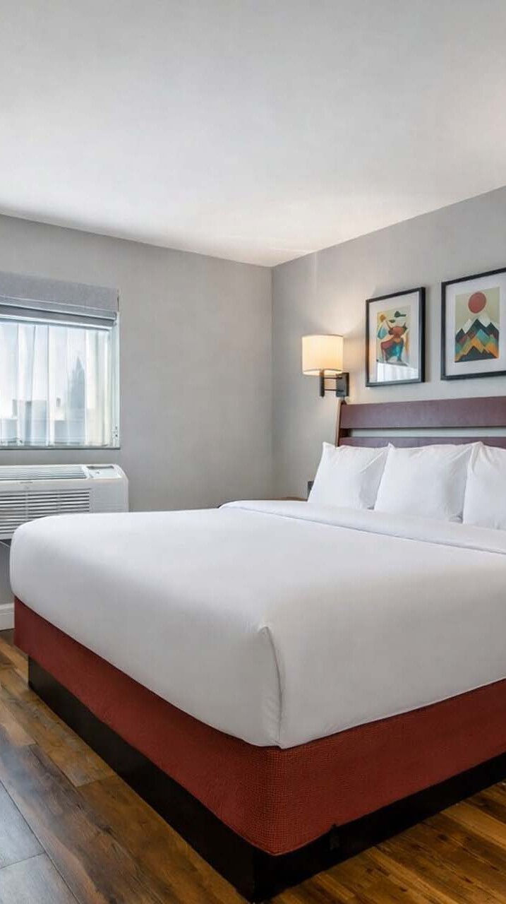 A standard king guest room