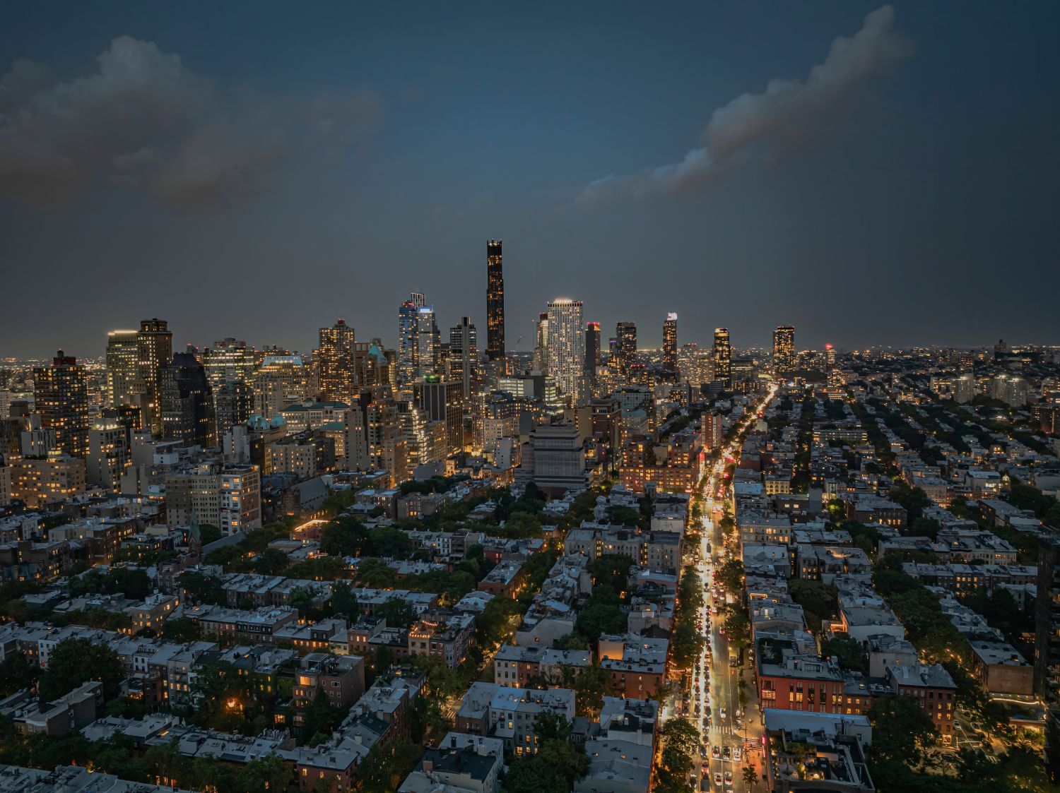 Night time view of Brooklyn