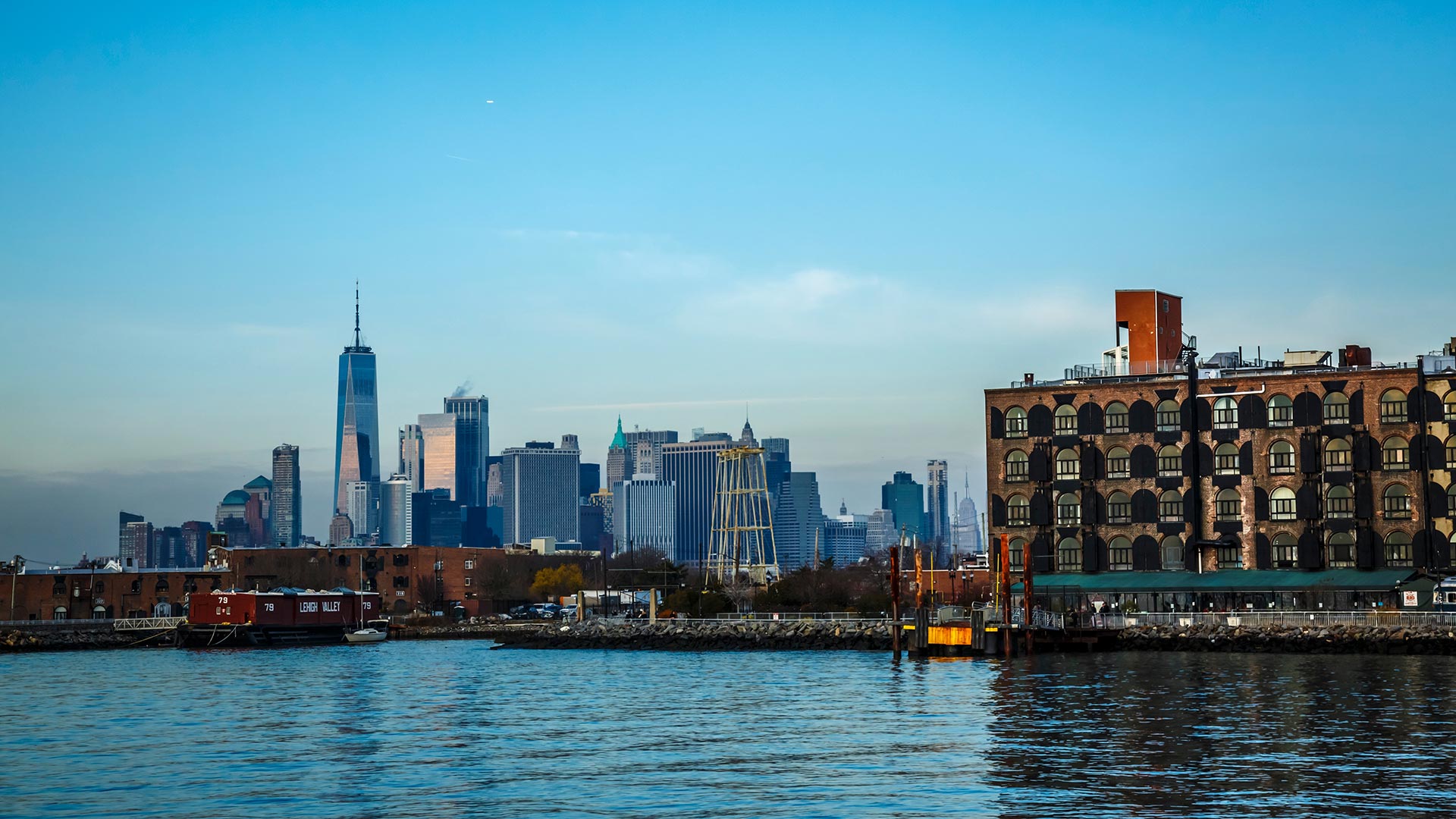 Skyline of Manhattan across a river